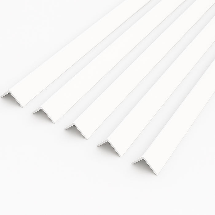 5 x White Rigid Angle 100mm x 100mm x 1 Metre ^