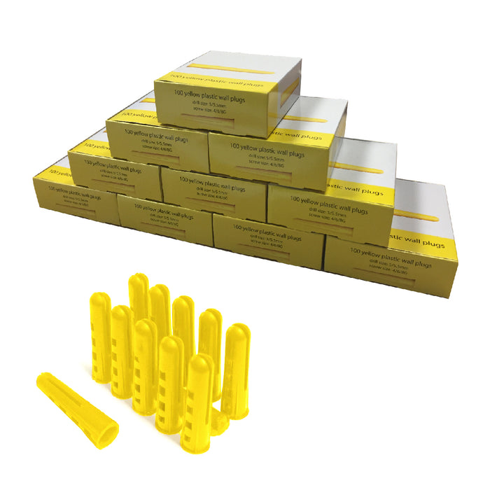1000 x Trade Pack Yellow Wall Raw Plugs Drill Size: 5mm