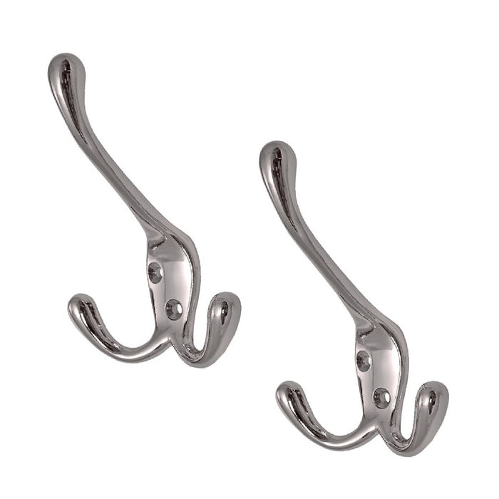 Polished Chrome Metal Triple Hat and Coat Hooks