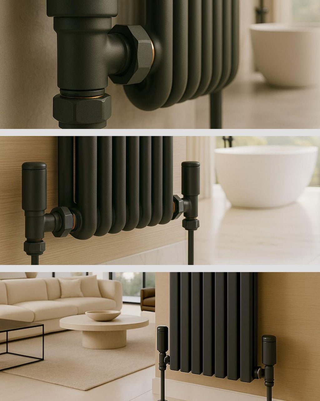 Kartell K-Rad Straight Modern Radiator Valve 15mm – Anthracite Grey – Single