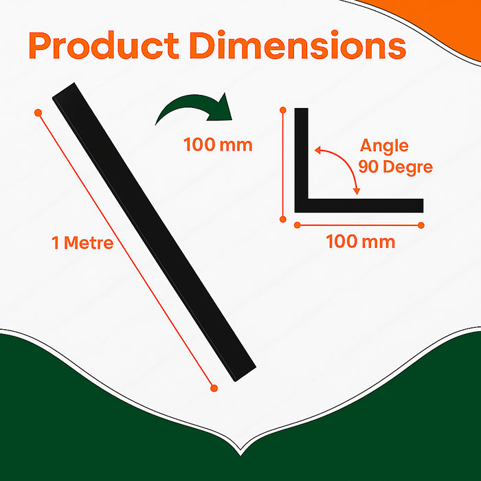5 x Black Rigid Angle 100mm x 100mm x 1  Metre  ^