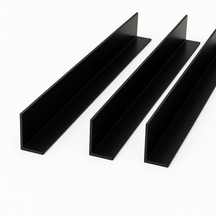 3 x Black Unequal Angle 50mm x 25mm x 1  Metre