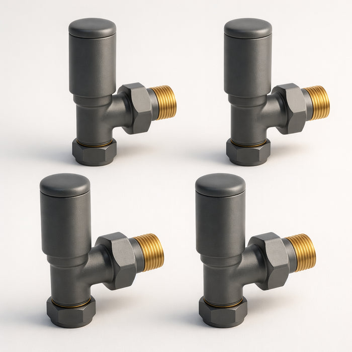 Kartell K-Rad Angled Modern Radiator Valve 15mm – Anthracite Grey – 4 Pack