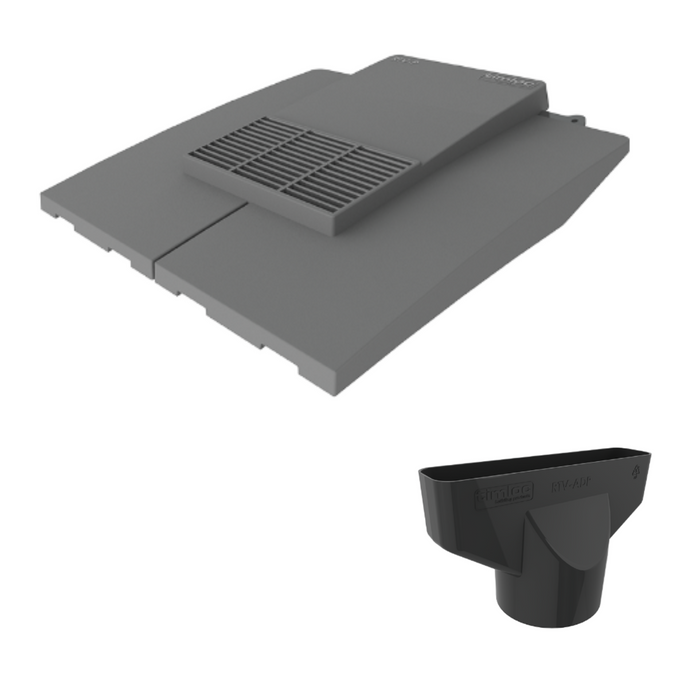 Timloc Grey Plain Roof Tile Vent with Adapter