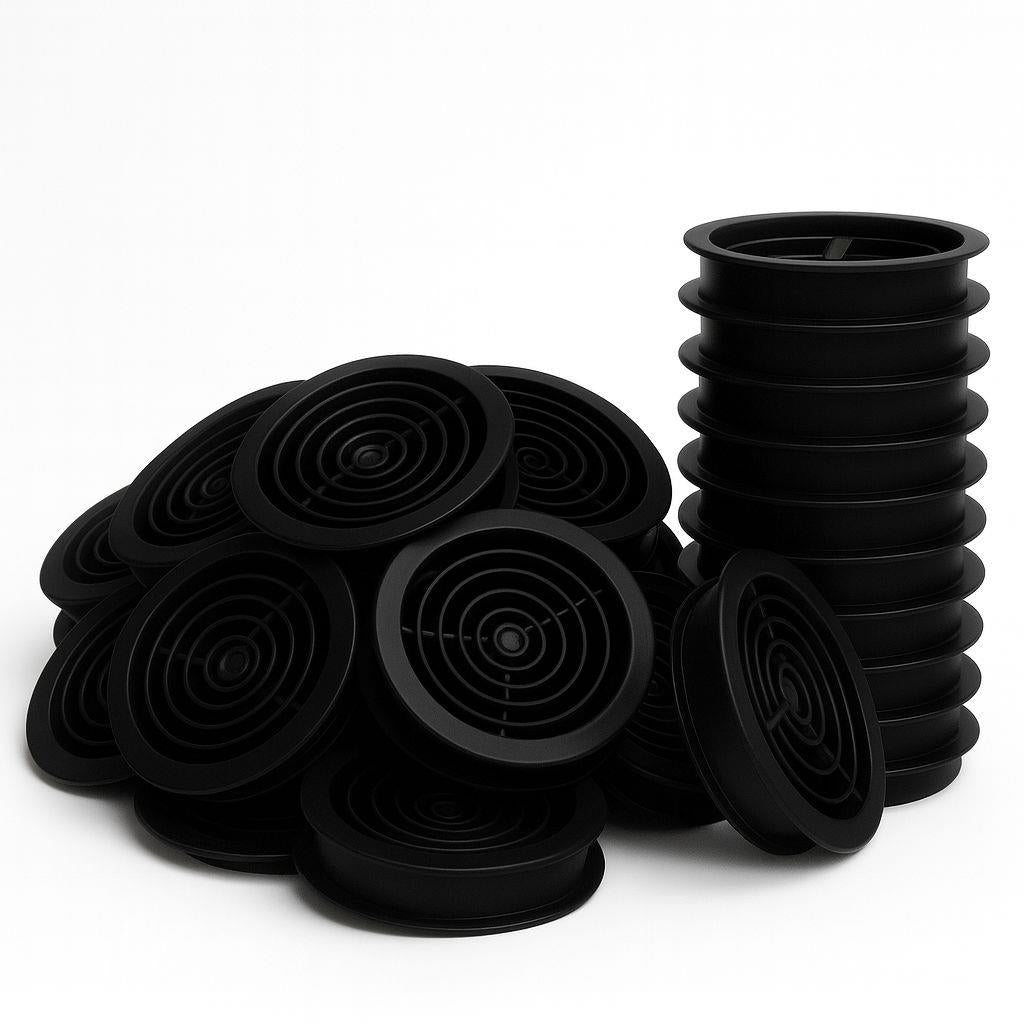 100 Pack 68mm Black Plastic Round Soffit Air Vents | UV Resistant UPVC Push-in Roof Disc for Fascia | Long-Lasting, Durable, and Weatherproof Circular Soffit Vent for Optimal Ventilation