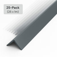 25 Pack Grey 1 Metre UPVC Plastic Rigid Angle 25 x 25mm Corner Cover Trim 90 Degree