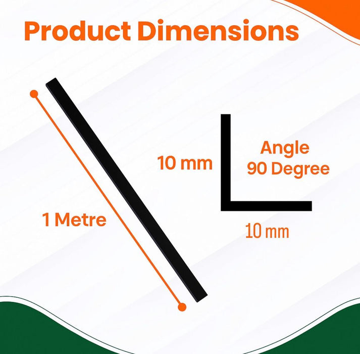 4 x Black Rigid Angle – 10mm x 10mm x 1 Metre PVC Corner Trim