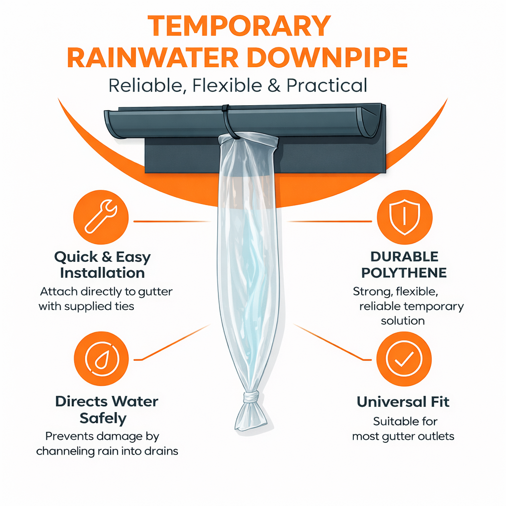 30 Metre Temporary Rainwater Downpipe 5 Inch 250 Gauge Kit