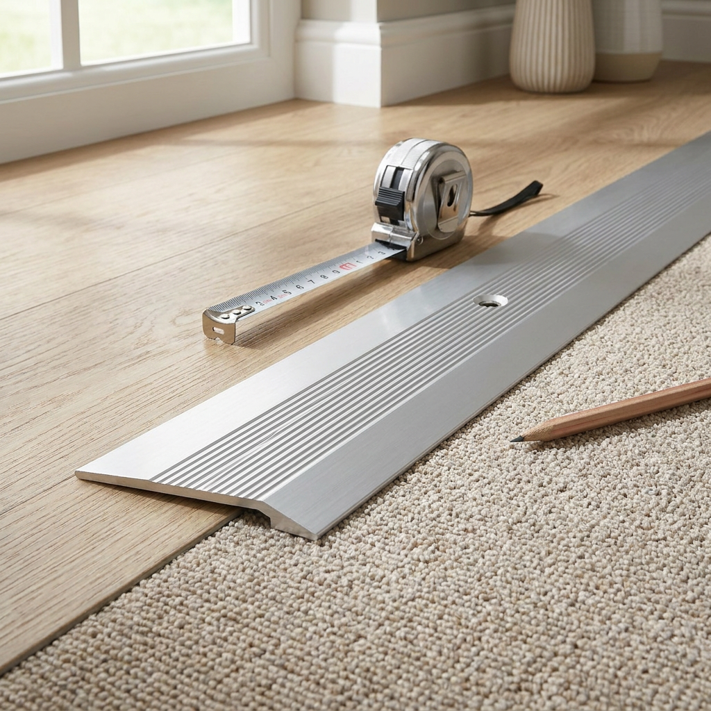 Aluminium Vinyl Edge Floor Transition Strip, 28mm x 6mm x 89.5cm DIY Low Profile Floor Trim for Finishing and Edge Protection