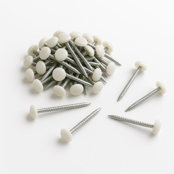 1500 Pack 30mm White UPVC Poly Top Pins Nails
