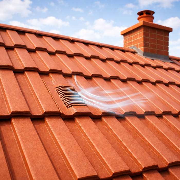 Timloc Red Mini Castellated Roof Tile Vent with Adapter