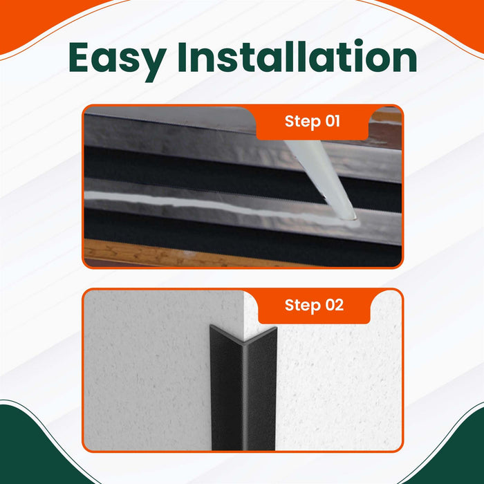 3x Black Rigid Angle – 40mm x 40mm x 1m PVC Corner Trim