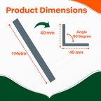 25 Pack Grey 1 Metre UPVC Plastic Rigid Angle 40 x 40mm Corner Cover Trim 90 Degree