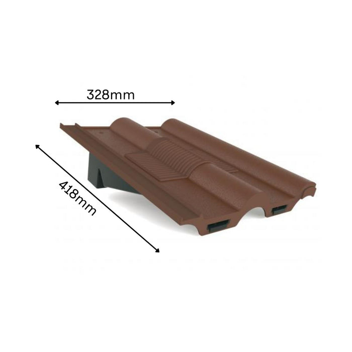 Manthorpe Brown Double Roman Tile Vent with Adaptor Kit for Concrete Tile Roofs