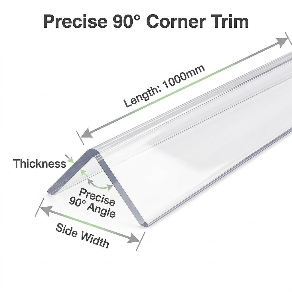 5 x 50x50mm Clear Angles x 1 metre