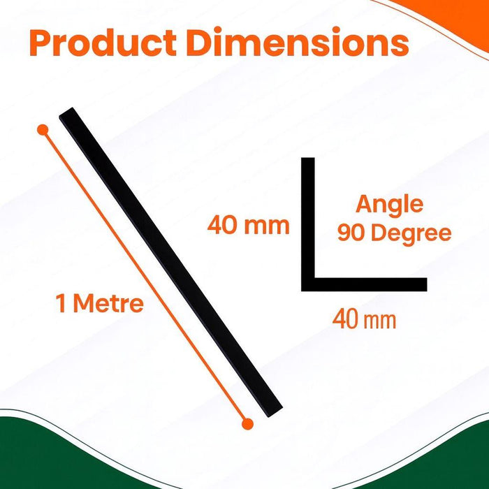 4x Black Rigid Angle – 40mm x 40mm x 1m PVC Corner Trim