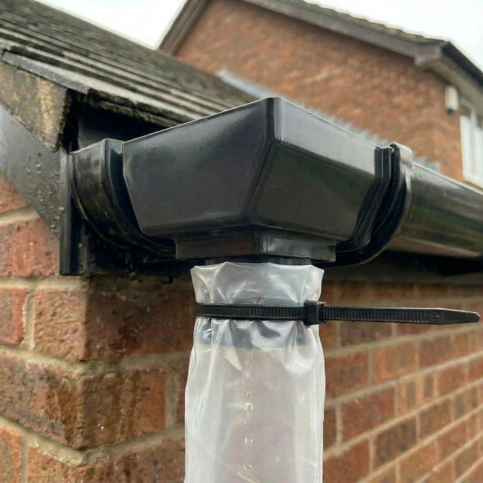 Black 15m Squared Gutter Stop End Outlet Kit 114mm