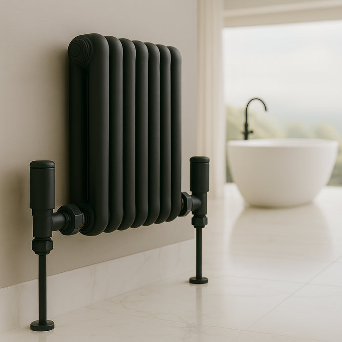 Kartell K-Rad Straight Modern Radiator Valve 15mm – Matte Black – Pair