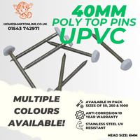1000 x 40mm White UPVC Poly Top Pins   [B&N]  (0415) ^^