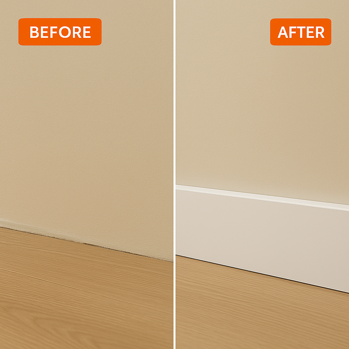 5 x White Plastic UPVC Trim 90mm x 1 Metre