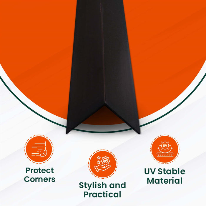5 x Black Rigid Angle – 10mm x 10mm x 1 Metre PVC Corner Trim