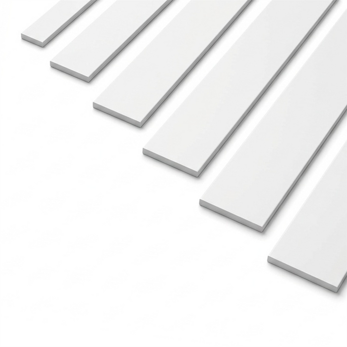 2 x 75mm White Adhesive Taped PVC Flat Bar x 1 Metre