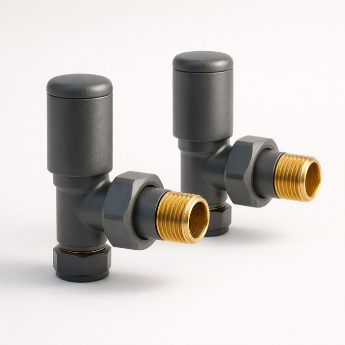 Kartell K-Rad Angled Modern Radiator Valve 15mm – Anthracite Grey – Pair