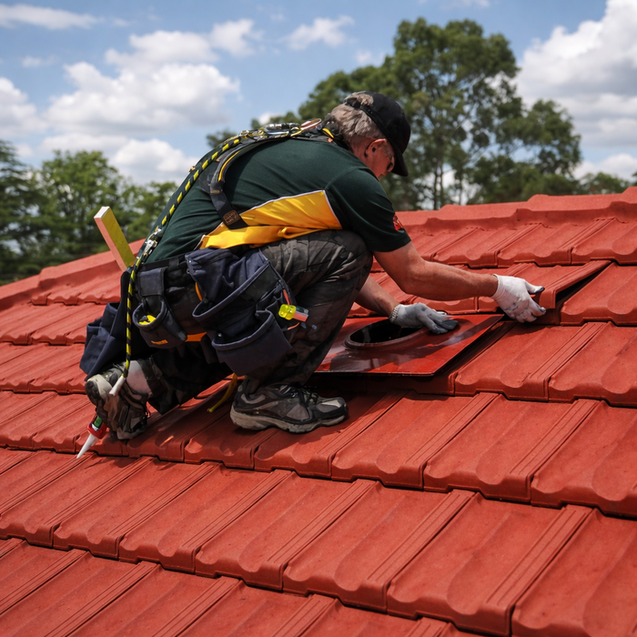 Timloc Red Mini Castellated Roof Tile Vent with Adapter