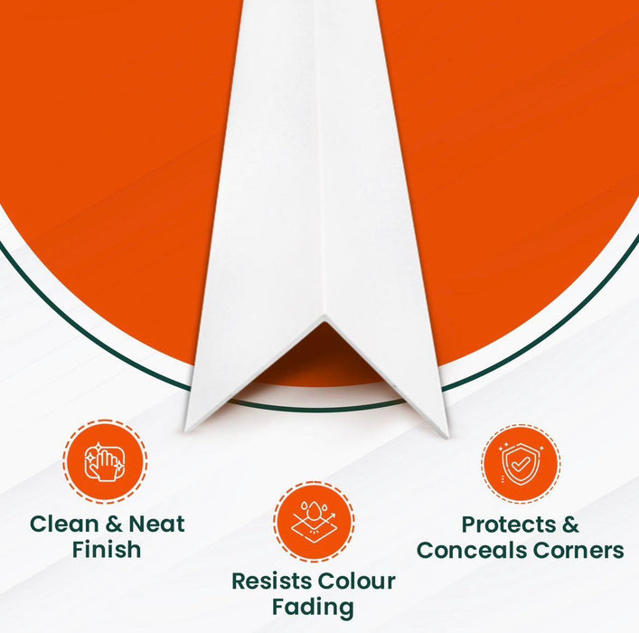 5 Pack – White Rigid Angle Trim – 10mm x 10mm x 1 Metre – PVC Corner Protector