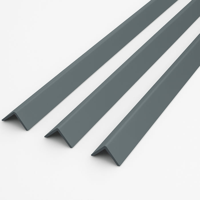 3 x Anthracite Grey 1 Metre UPVC Plastic Rigid Angle 10 x 10mm Corner Cover Trim 90 Degree