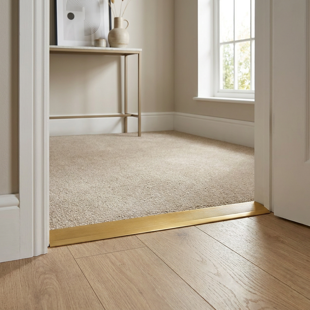 Carpet Cover Transition Strip, 37mm Wide Gold Floor Threshold Seam Protector, Metal Doorway Bridge for Room Transitions and Edge Coverage