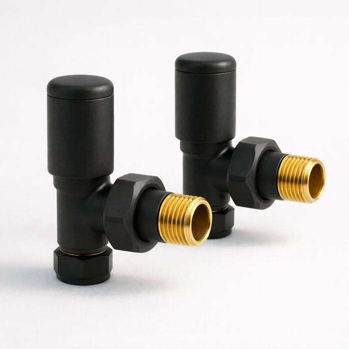 Kartell K-Rad Straight Modern Radiator Valve 15mm – Matte Black – Pair