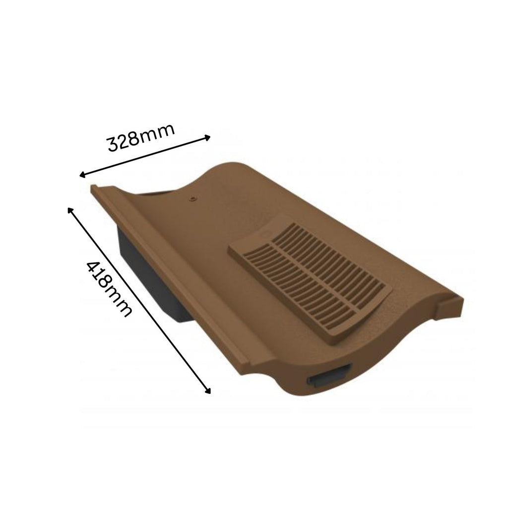 Manthorpe Brown Single Pantile Tile Vent with Adaptor Kit for Concrete Tile Roofs