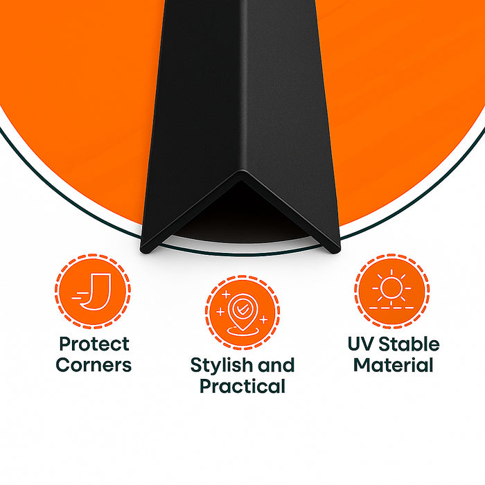 2 x Black Rigid Angle 100mm x 100mm x 1  Metre  ^