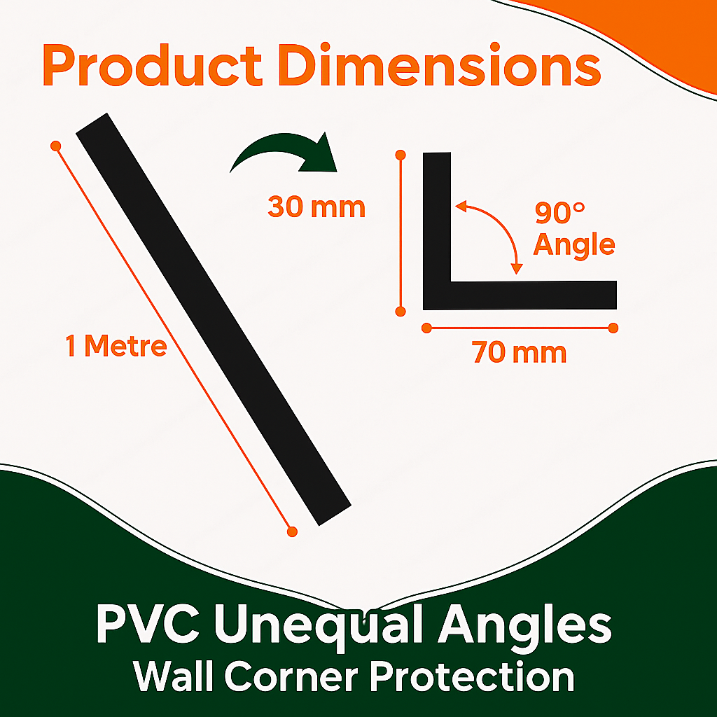 2 x Black Unequal Angle 70mm x 30mm x 1  Metre