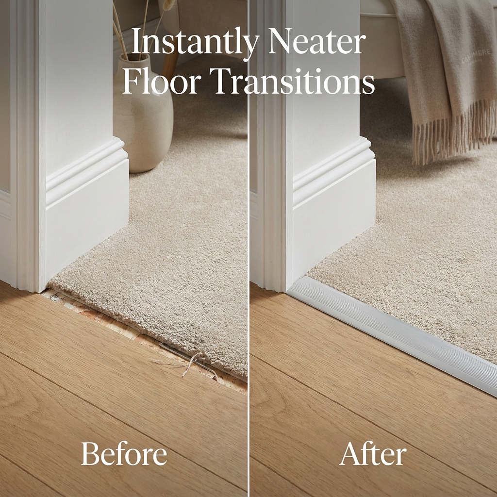Wide Cover Strip Floor Transition, Matt Silver Finish, 38mm x 89.5cm, DIY Door Threshold Joint Protector and Edge Trim