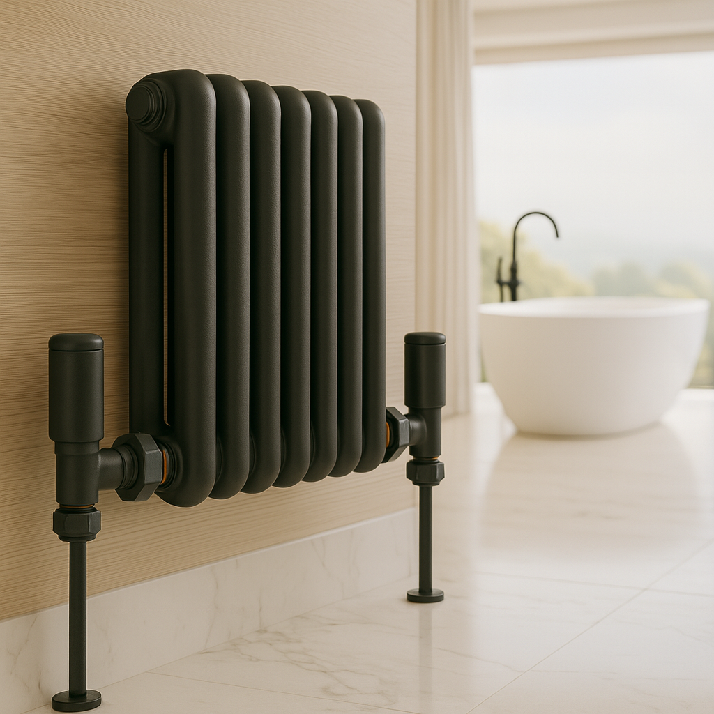 Kartell K-Rad Straight Modern Radiator Valve 15mm – Anthracite Grey – Pair