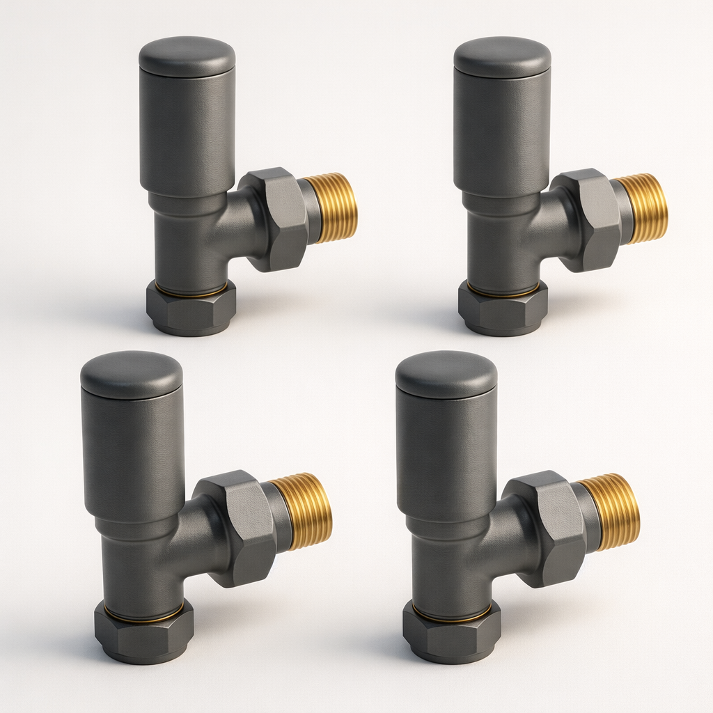 Kartell K-Rad Straight Modern Radiator Valve 15mm – Anthracite Grey – 4 Pack