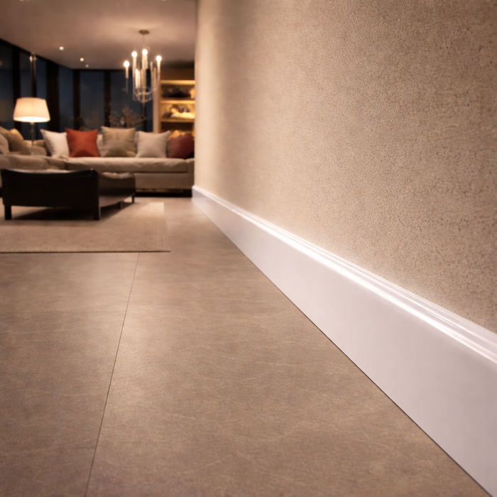 10 Pack White 65mm D Mould / Skirting x 1 Metre