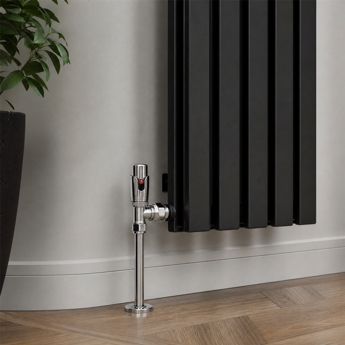 4 x Kartell Refined Angled Chrome TRV 15mm Thermostatic Radiator Valve