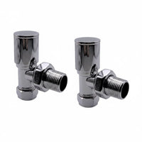 2 x Kartell Chrome Radiator Valves Angled Pair 15mm Manual Control