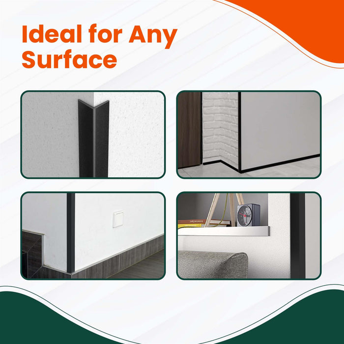 5 x Black Rigid Angle – 10mm x 10mm x 1 Metre PVC Corner Trim