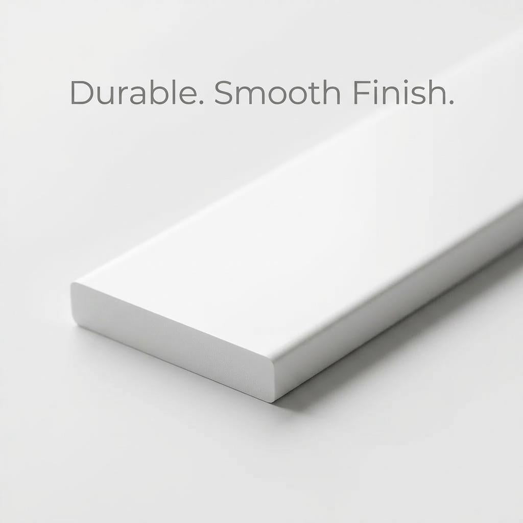 2 x 12mm White Adhesive Taped PVC Flat Bar x 1 Metre