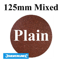 20 x Assorted Grit Hook and Loop 125mm Plain Sanding Disc Sheets, Orbital Sander