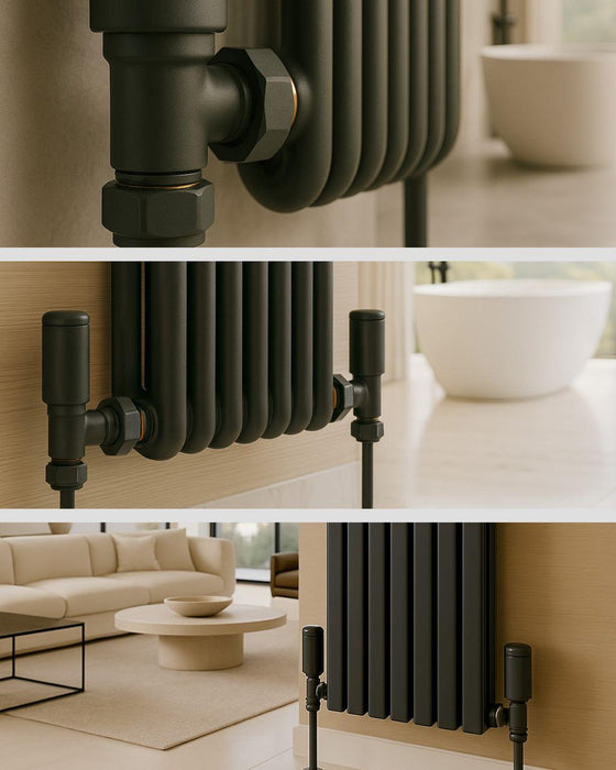 Kartell K-Rad Straight Modern Radiator Valve 15mm – Anthracite Grey – 4 Pack