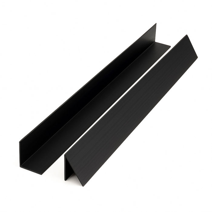 2X Black Rigid Angle - 40mm x 40mm x 1m PVC Corner Trim