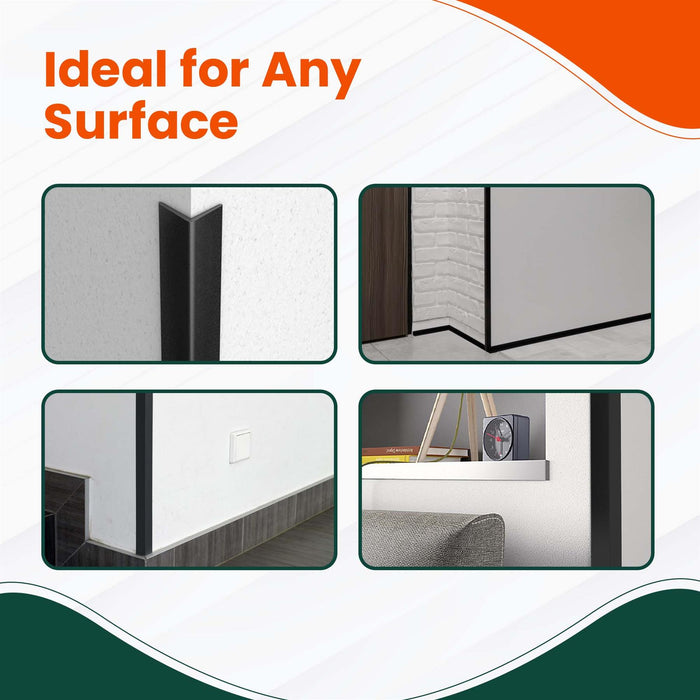 3 x Black Rigid Angle – 10mm x 10mm x 1 Metre PVC Corner Trim