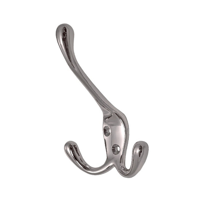 Polished Chrome Metal Triple Hat and Coat  Hooks