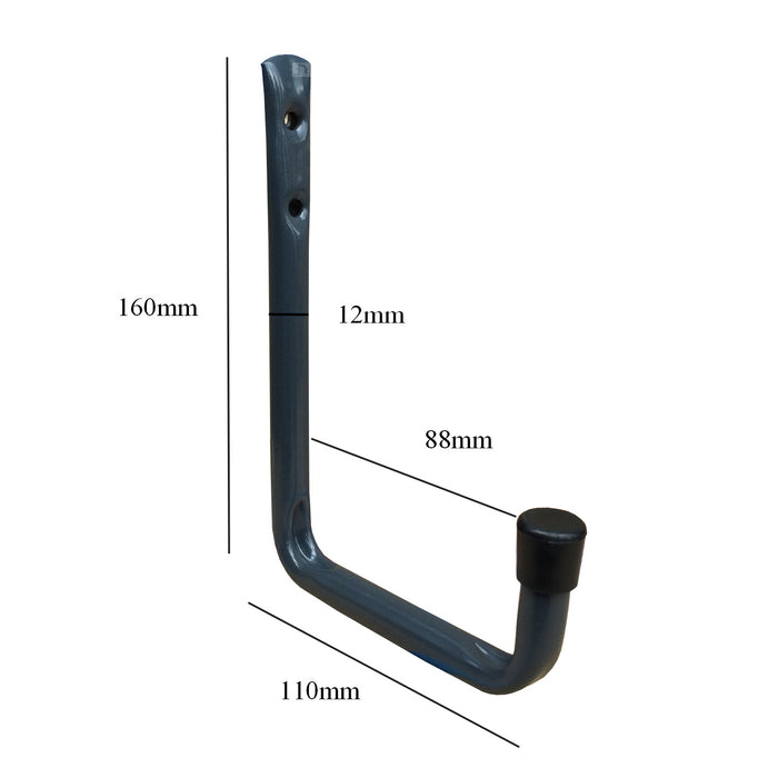 2 x Wall Mounted 110mm Utility Storage Hooks