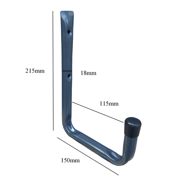 2 x Wall Mounted 150mm Utility Storage Hooks